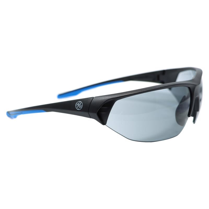 General Electric 06 Series Anti-Fog Impact-Resistant Safety Glasses Smoke Lens Black/Blue Frame 1 pk