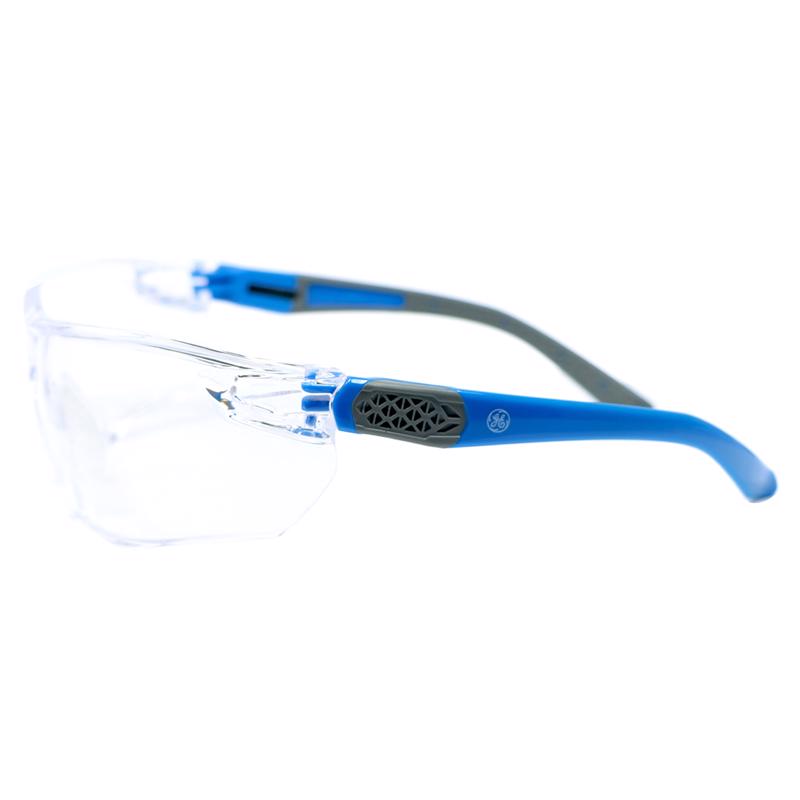 General Electric 02 Series Impact-Resistant Safety Glasses Clear Lens Blue/Gray Frame 1 pk