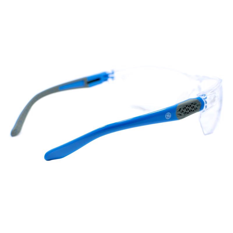 General Electric 02 Series Impact-Resistant Safety Glasses Clear Lens Blue/Gray Frame 1 pk