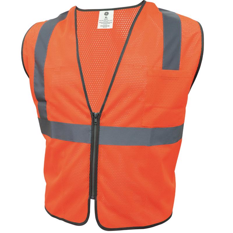 SAFETY VEST ZIPPR ORG XL