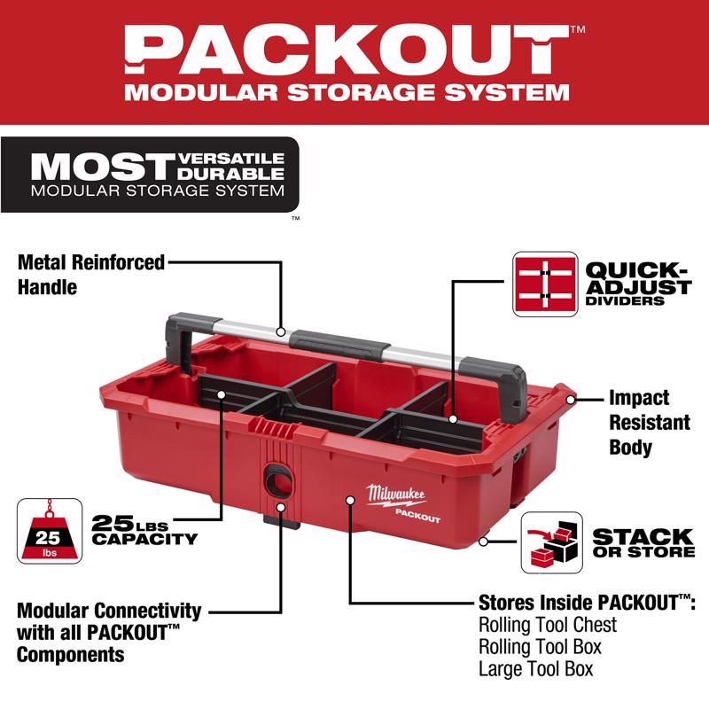 Milwaukee PACKOUT Garage Organizer Tool Tray Metal/Plastic 6 compartments Red