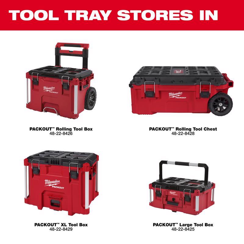 Milwaukee PACKOUT Garage Organizer Tool Tray Metal/Plastic 6 compartments Red