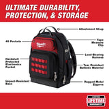 Milwaukee Ultimate Jobsite 18 in. W X 20 in. H Ballistic Nylon Backpack 48 pocket Black/Red 1 pc