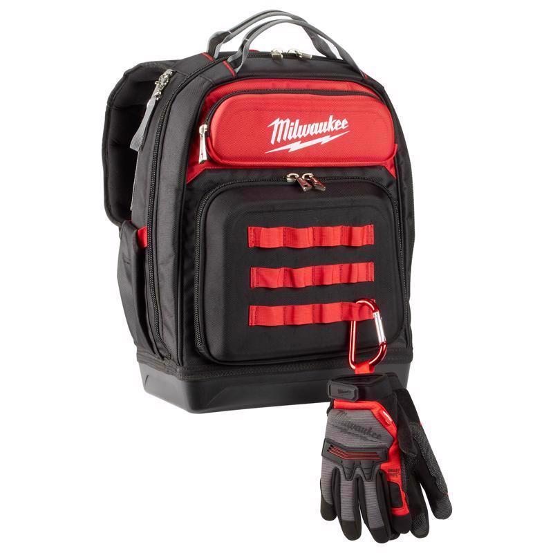 Milwaukee Ultimate Jobsite 18 in. W X 20 in. H Ballistic Nylon Backpack 48 pocket Black/Red 1 pc