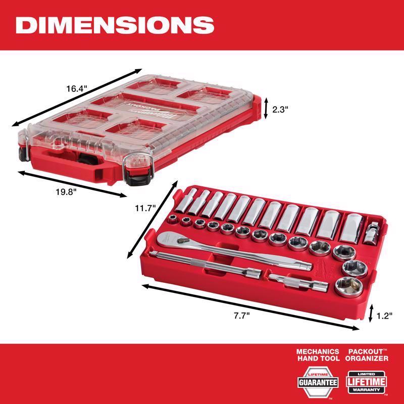 Milwaukee Packout 3/8 in. drive SAE Ratchet and Socket Set