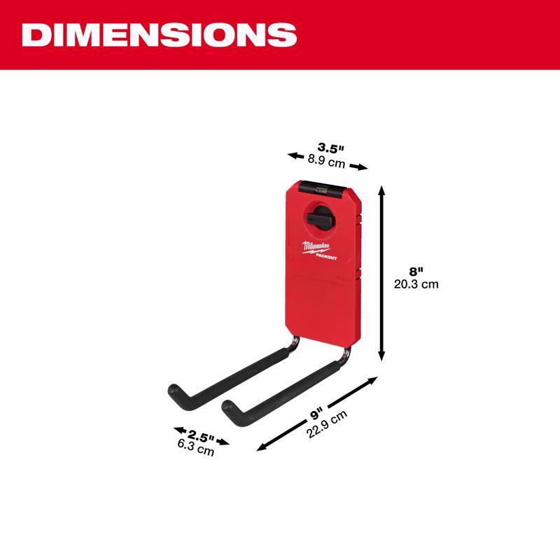 Milwaukee Packout Shop Storage Small Black/Red Plastic 9 in. L Straight Hook 25 lb 1 pk