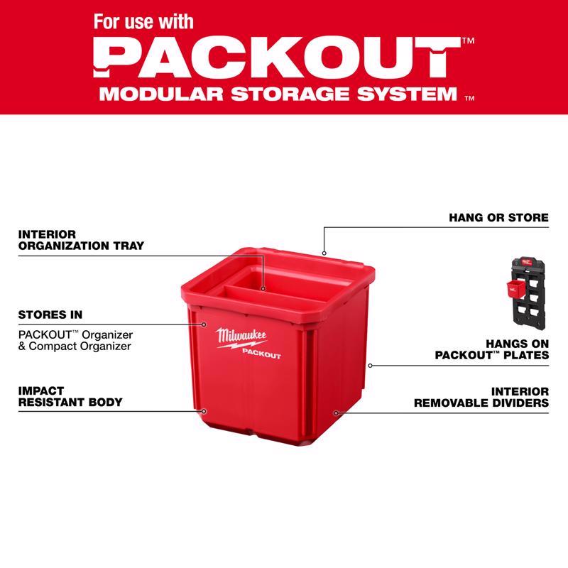 Milwaukee PACKOUT SHOP STORAGE Garage Organizer Small Parts Bin Set Red