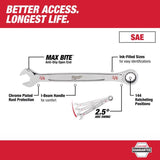 Milwaukee SAE Ratcheting Combination Wrench Set 12 in. L 7 pc