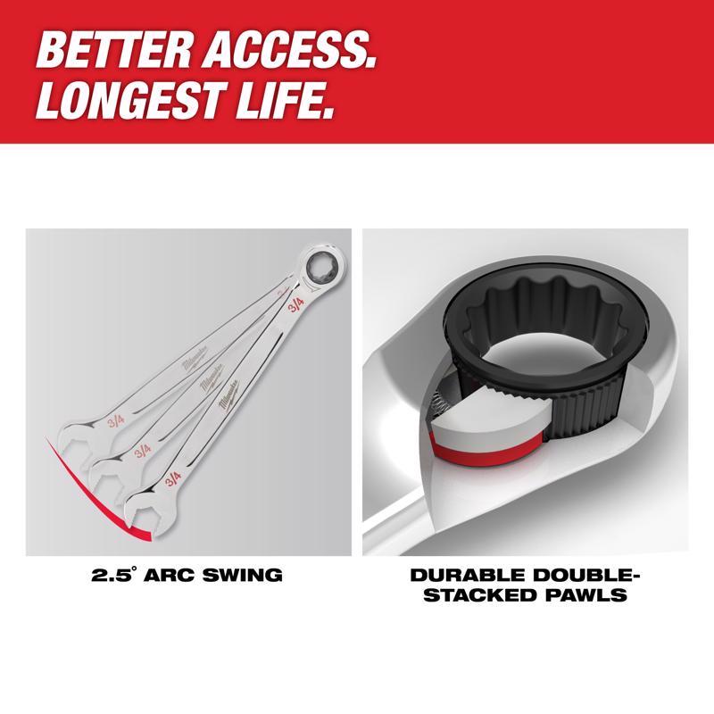 Milwaukee SAE Ratcheting Combination Wrench Set 12 in. L 7 pc