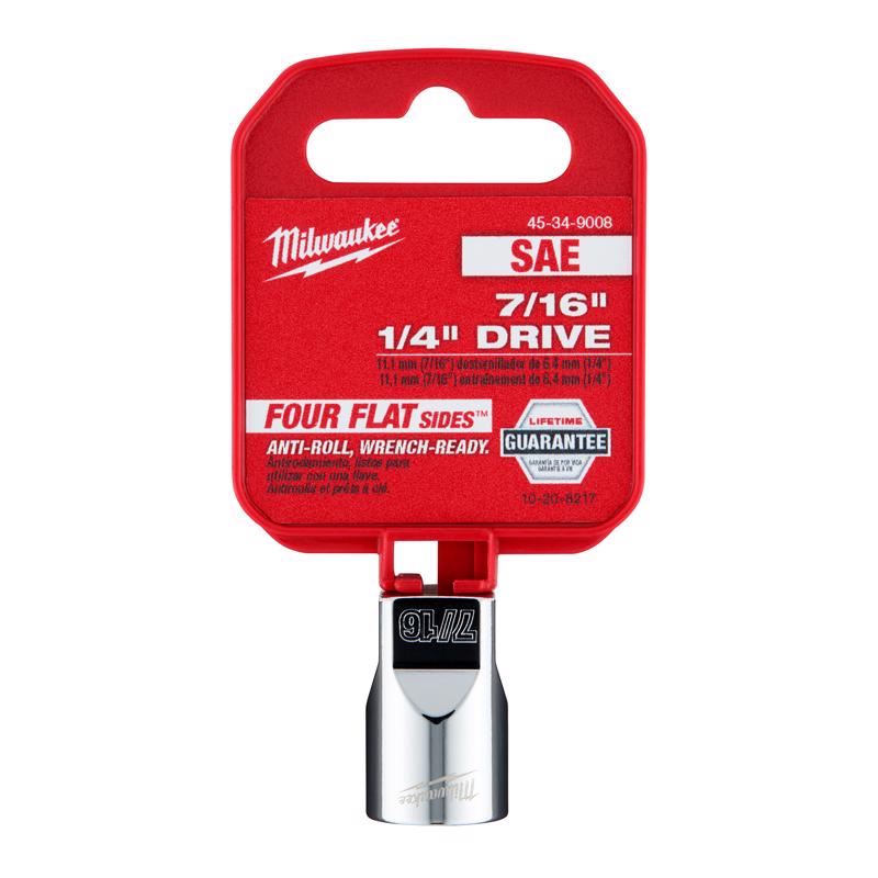 Milwaukee 7/16 in. X 1/4 in. drive SAE 6 Point Standard Socket 1 pc