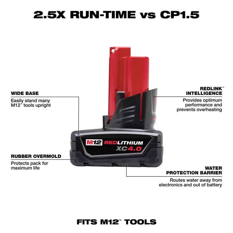 Milwaukee M12 RedLithium XC 4 Ah Lithium-Ion Battery and Charger Starter Kit