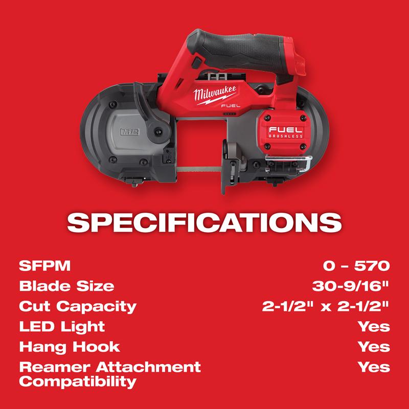 Milwaukee M12 FUEL Cordless Brushless 2-1/2 in. Band Saw Tool Only
