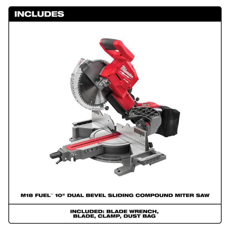 Milwaukee M18 FUEL 10 in. Cordless Brushless Dual-Bevel Sliding Compound Miter Saw Tool Only