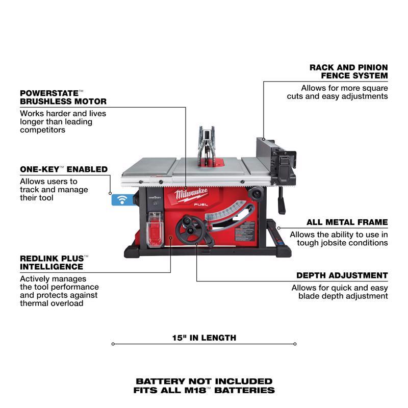 Milwaukee M18 FUEL Cordless 8-1/4 in. Table Saw Tool Only