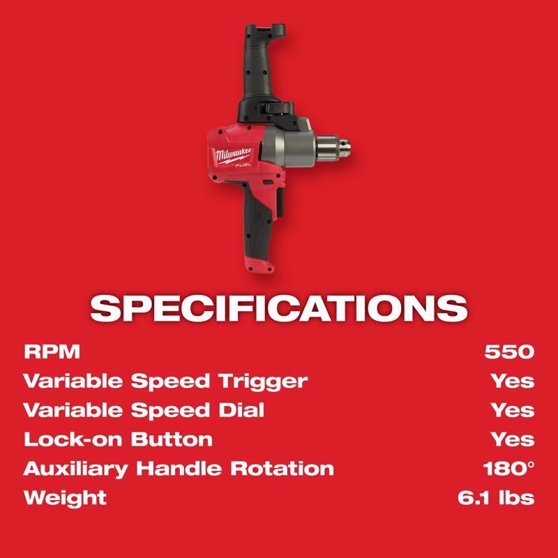 Milwaukee M18 FUEL 1/2 in. Brushless Mud Mixer Tool Only