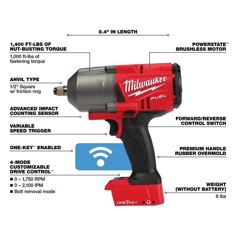 Milwaukee M18 FUEL 1/2 in. Cordless Brushless High Torque Impact Wrench Tool Only