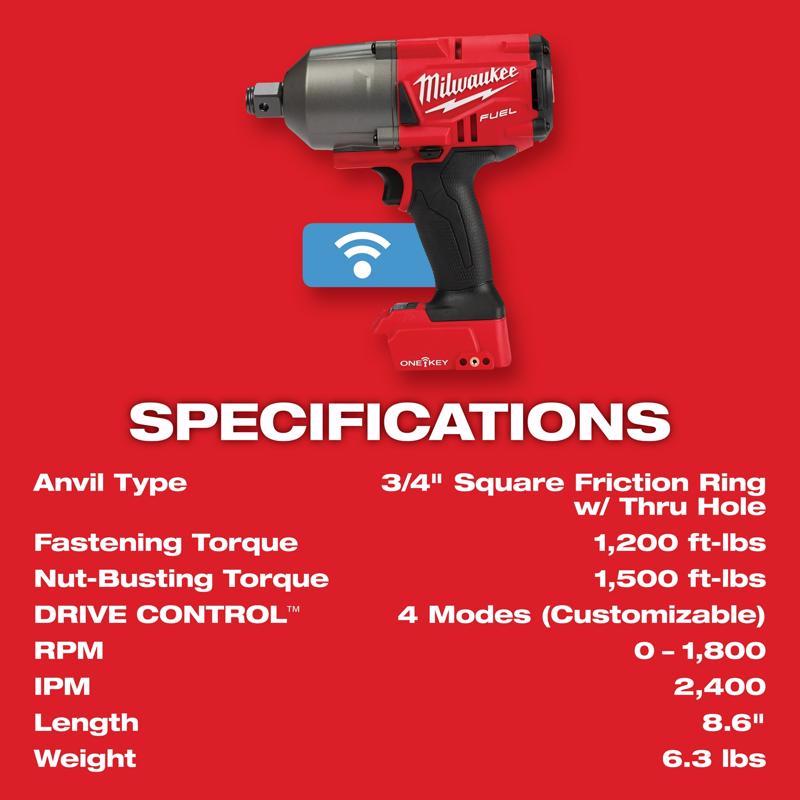 Milwaukee M18 FUEL 3/4 in. Cordless Brushless High Torque Impact Wrench Tool Only