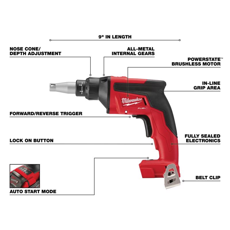 Milwaukee M18 FUEL Brushless Cordless Drywall Screw Gun Tool Only