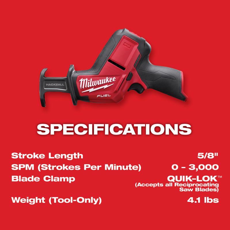 Milwaukee M12 FUEL Hackzall Cordless Brushless Reciprocating Saw Tool Only