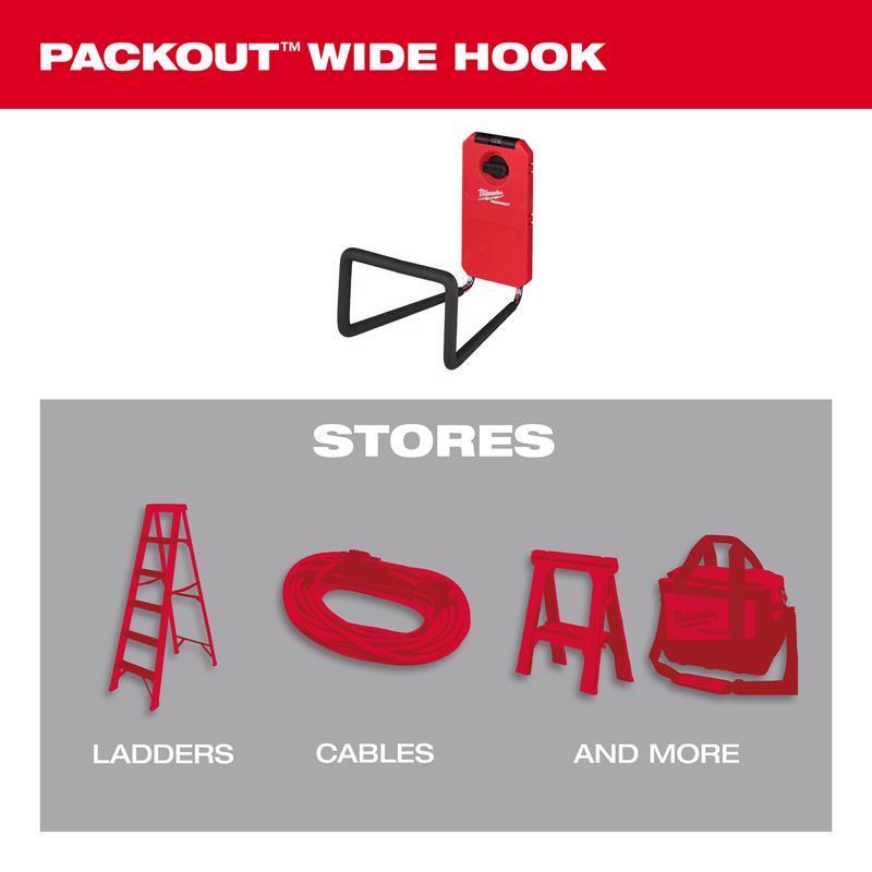 Milwaukee Packout Shop Storage Small Black/Red Plastic 9.5 in. L Wide Hook 1 pk