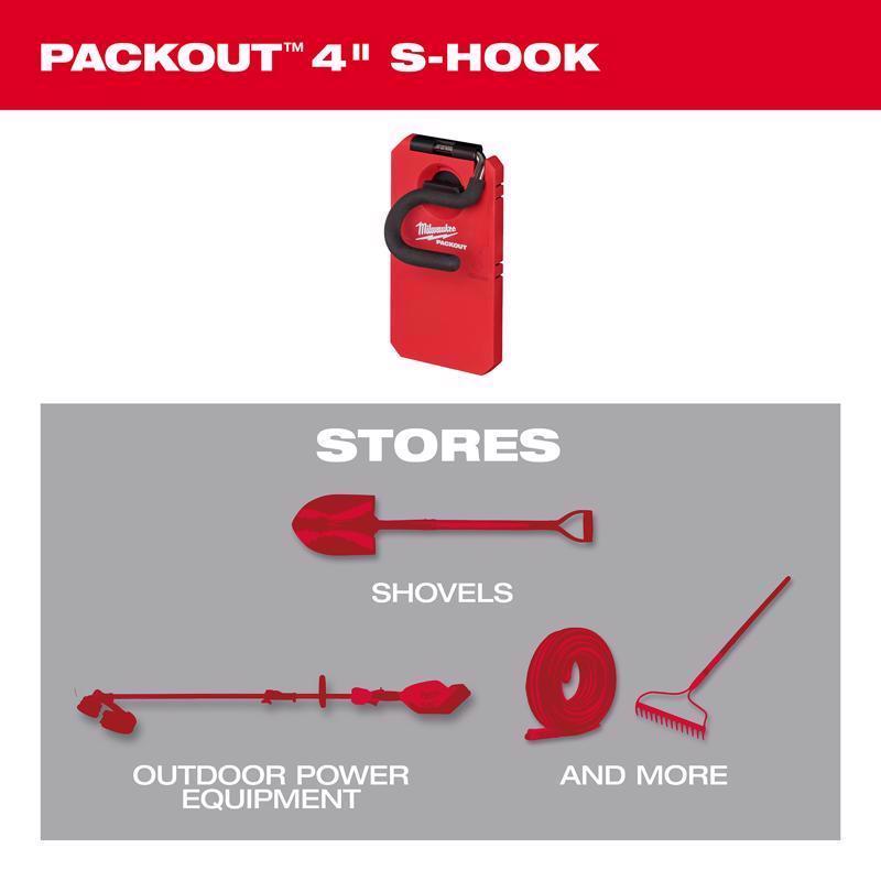 Milwaukee Packout Shop Storage Small Black/Red Plastic 8 in. L S-Hook 1 pk