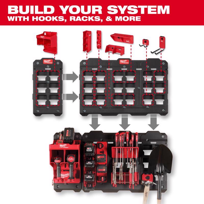 Milwaukee Packout Shop Storage Small Black/Red Plastic 3 in. L Straight Hook 1 pk