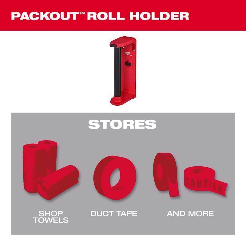 Milwaukee PACKOUT SHOP STORAGE Garage Organizer Roll Holder and Tape Organizer Black/Red