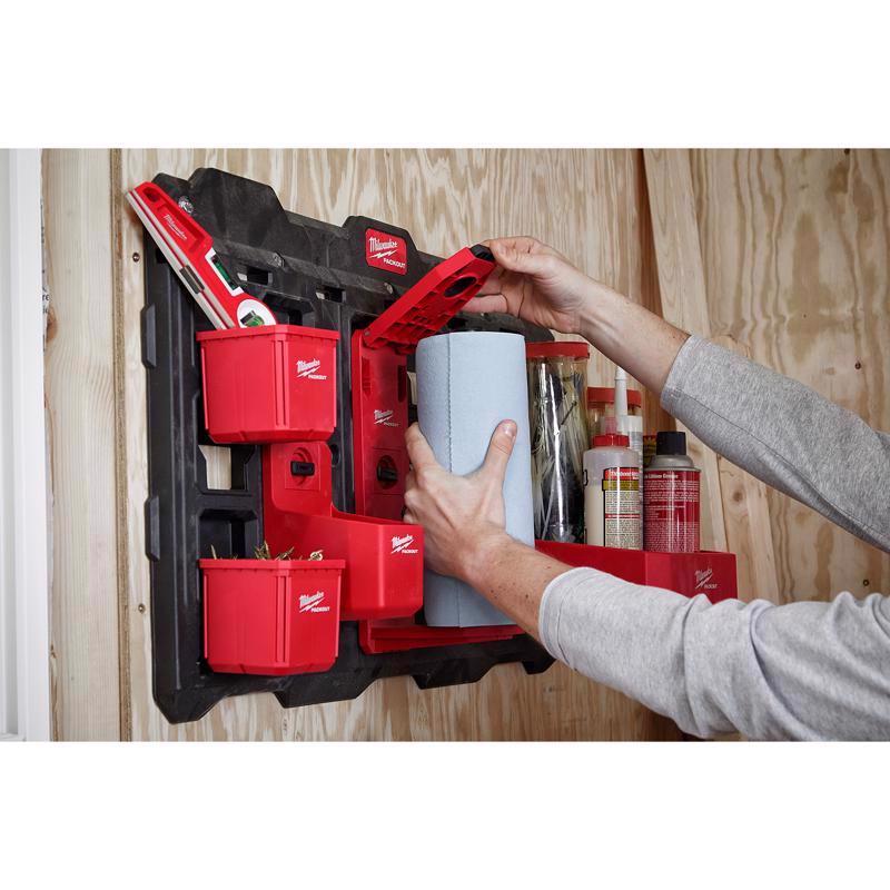 Milwaukee PACKOUT SHOP STORAGE Garage Organizer Roll Holder and Tape Organizer Black/Red