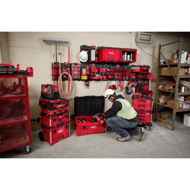 Milwaukee PACKOUT SHOP STORAGE Garage Organizer Battery Rack Black/Red