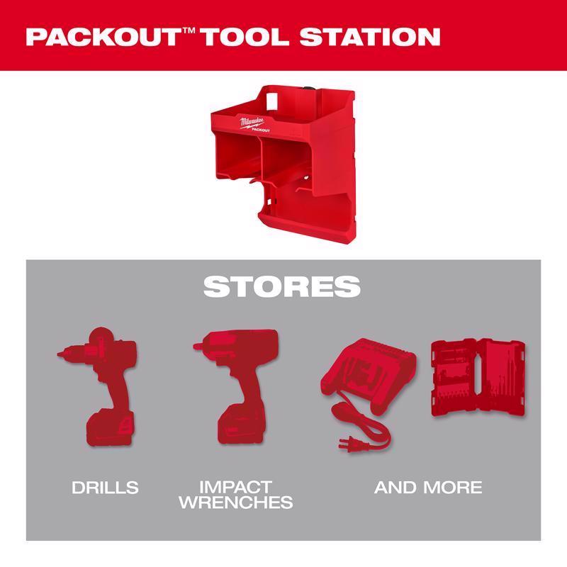 Milwaukee PACKOUT SHOP STORAGE Garage Organizer Tool Station Black/Red