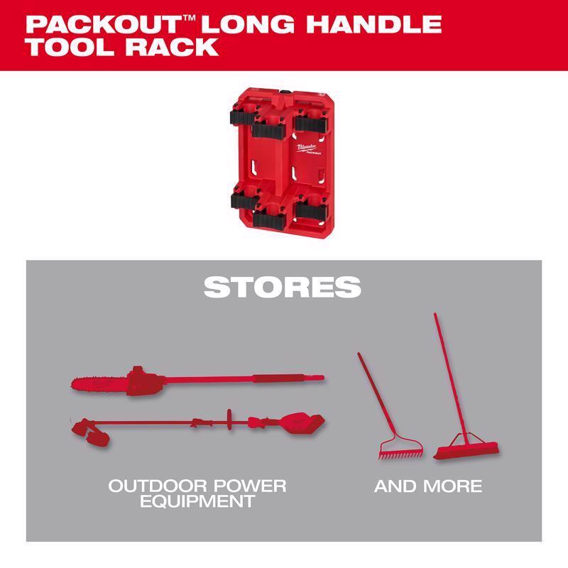 Milwaukee PACKOUT SHOP STORAGE Garage Organizer Long Handle Tool Rack Black/Red