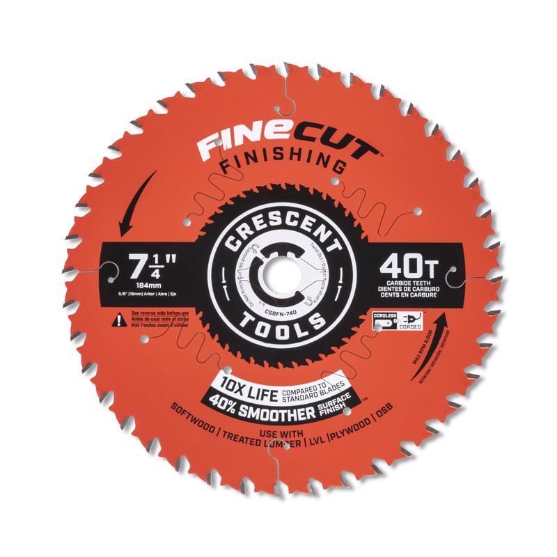Crescent Finecut 7-1/4 in. D X 5/8 in. Carbide Tipped Finishing Saw Blade 40 teeth 10 pk