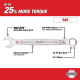 Milwaukee Max Bite SAE I-Beam Handle Combination Wrench Set 12 in. L 7 pc