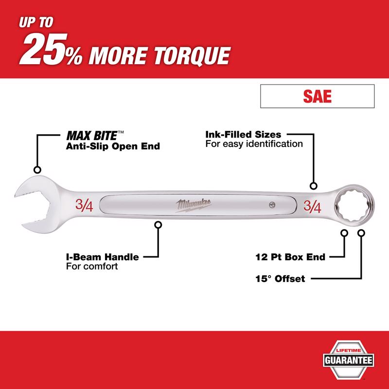 Milwaukee Max Bite SAE I-Beam Handle Combination Wrench Set 12 in. L 7 pc