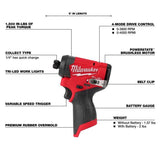 Milwaukee M12 FUEL 1/4 in. Cordless Brushless Impact Driver Tool Only