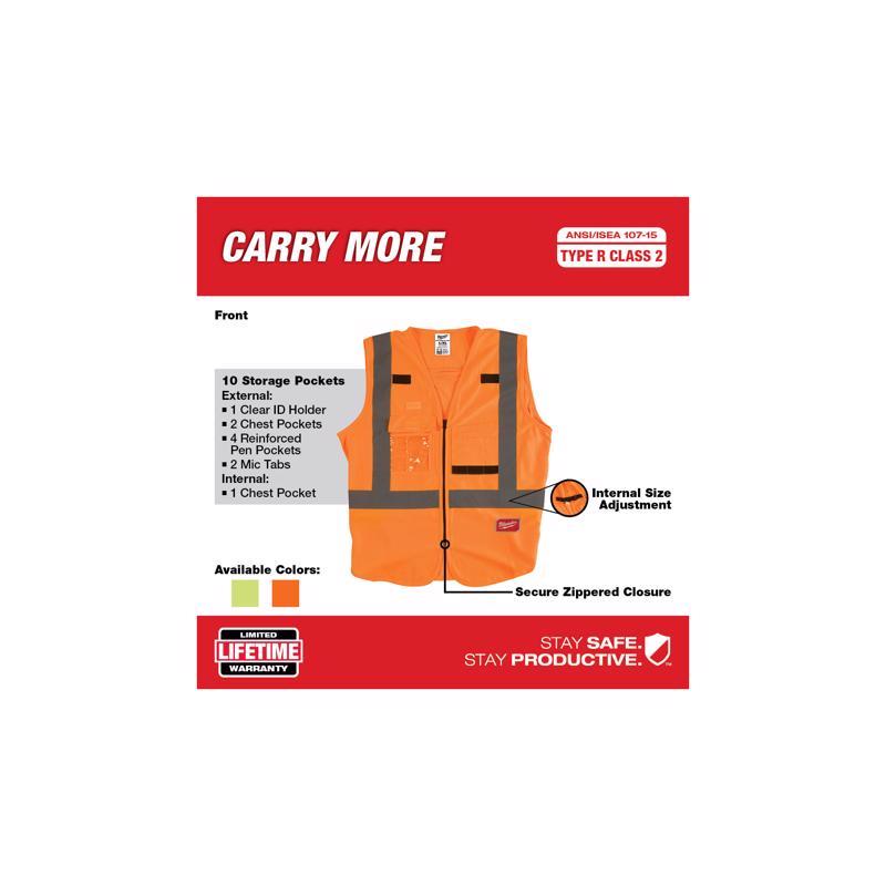 Milwaukee Reflective Safety Vest Hi-Viz Orange L/XL