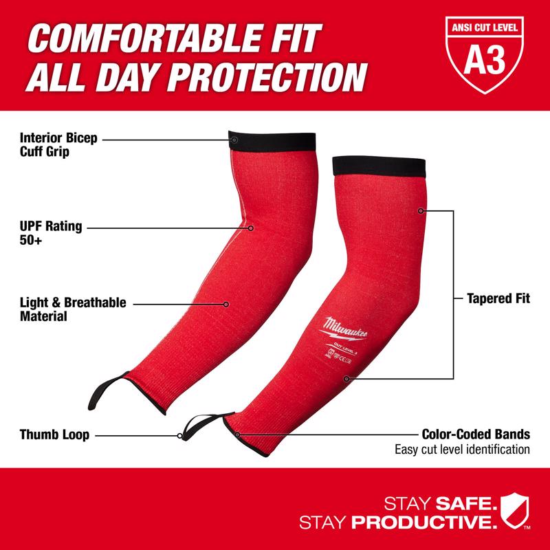 Milwaukee Cut-Resistant Arm Sleeve Red