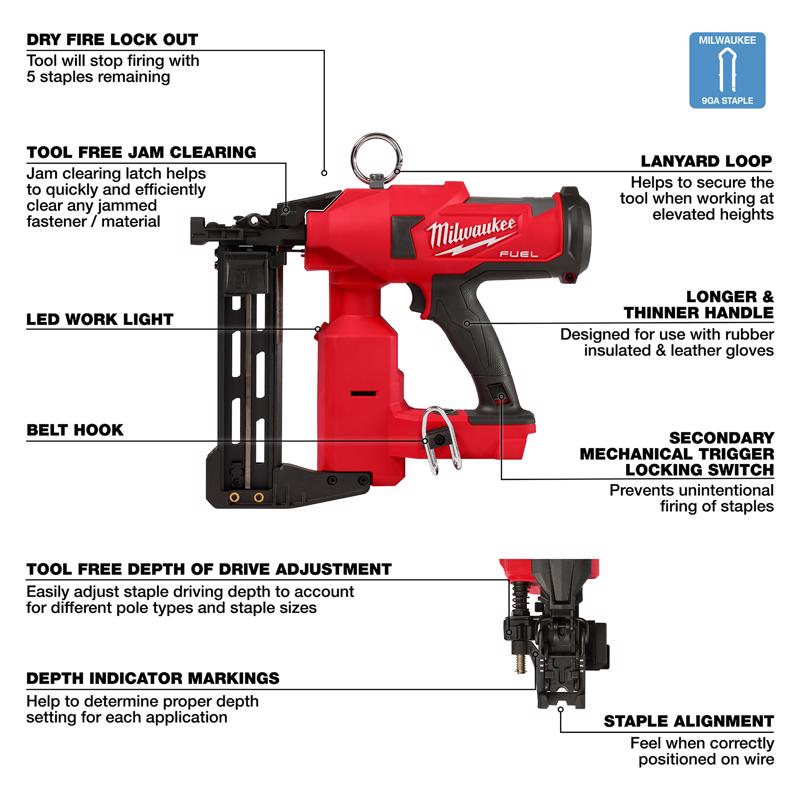 Milwaukee M18 FUEL 9 Ga. Utility Fencing Stapler