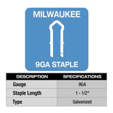 Milwaukee 3/4 in. W X 1-1/2 in. L 9 Ga. Diamond Crown Staples 960 pk