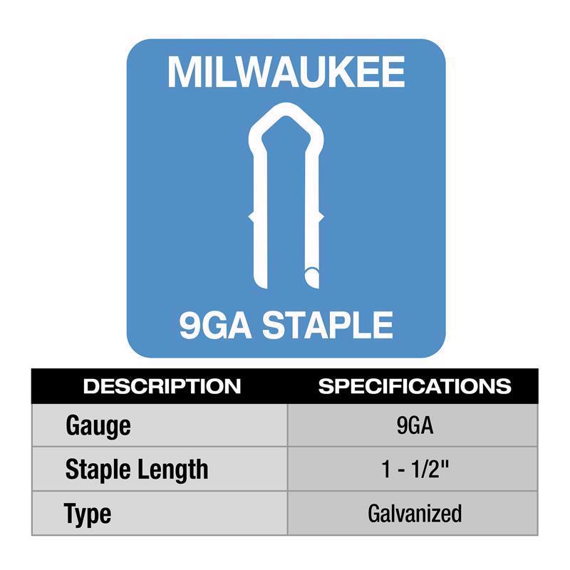 Milwaukee 3/4 in. W X 1-1/2 in. L 9 Ga. Diamond Crown Staples 960 pk