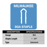 Milwaukee 3/4 in. W X 1-3/4 in. L 9 Ga. Diamond Crown Staples 960 pk