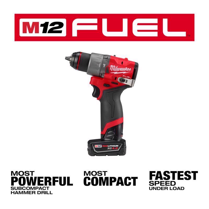 Milwaukee M12 FUEL 1/2 in. Brushless Cordless Hammer Drill/Drive Kit (Battery & Charger)