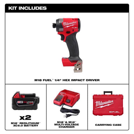 Milwaukee M18 FUEL 1/4 in. Cordless Brushless Impact Driver Kit (Battery & Charger)