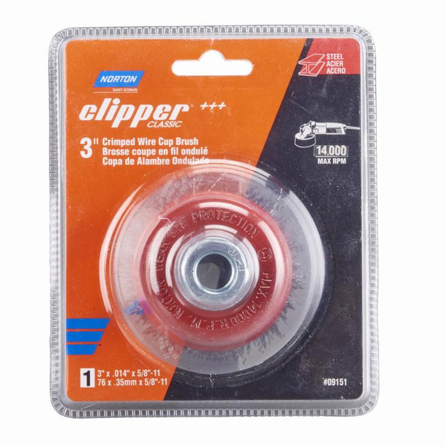 WIRE CUP BRSH CRMP RD 3"