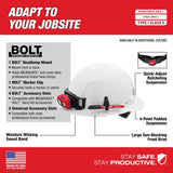 Milwaukee BOLT 4-Point Ratchet Type 1 Class E Non-Vented Full Brim Hard Hat White