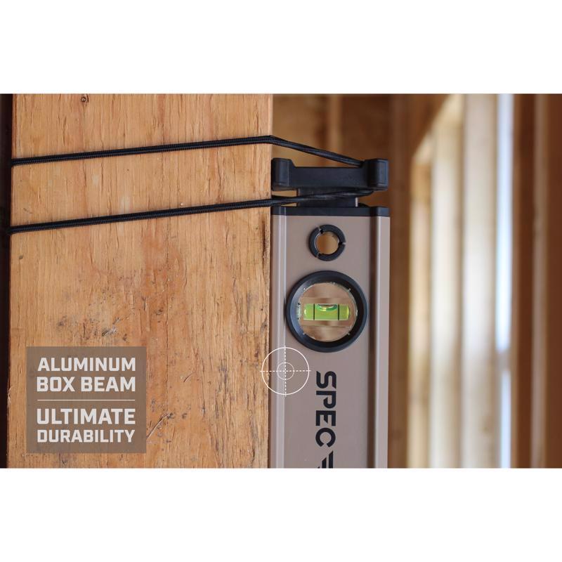 Spec Ops 48 in. Aluminum Box Beam Level with Bungee 3 vial