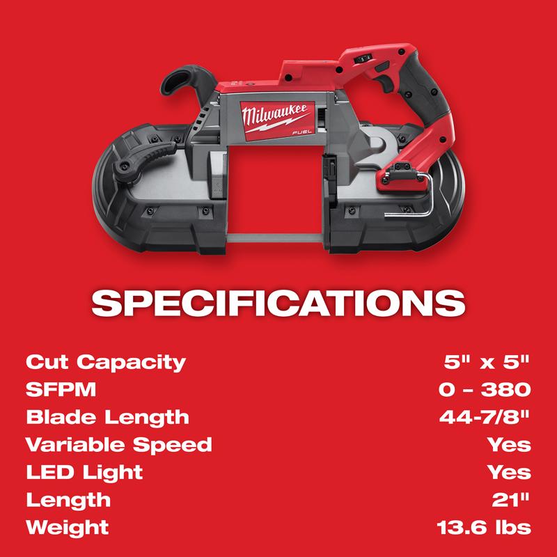 Milwaukee M18 FUEL Cordless Brushless 5 in. Deep Cut Band Saw Kit (Battery & Charger)