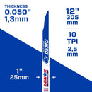 LENOX DEMOWOLF 12 in. Bi-Metal WAVE EDGE Reciprocating Saw Blade 10 TPI 5 pk