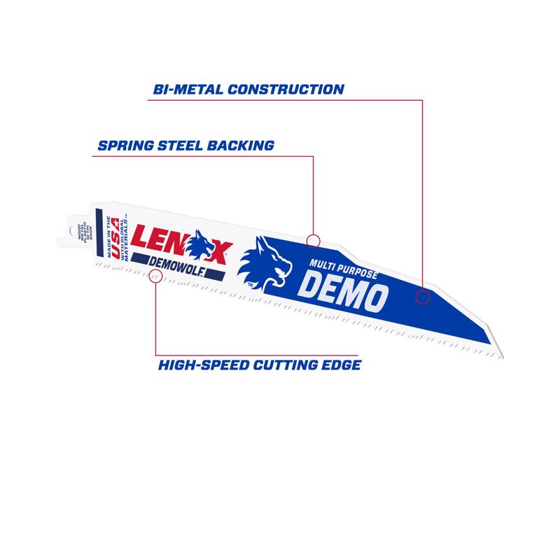 LENOX DEMOWOLF 9 in. Bi-Metal WAVE EDGE Reciprocating Saw Blade 10 TPI 5 pk