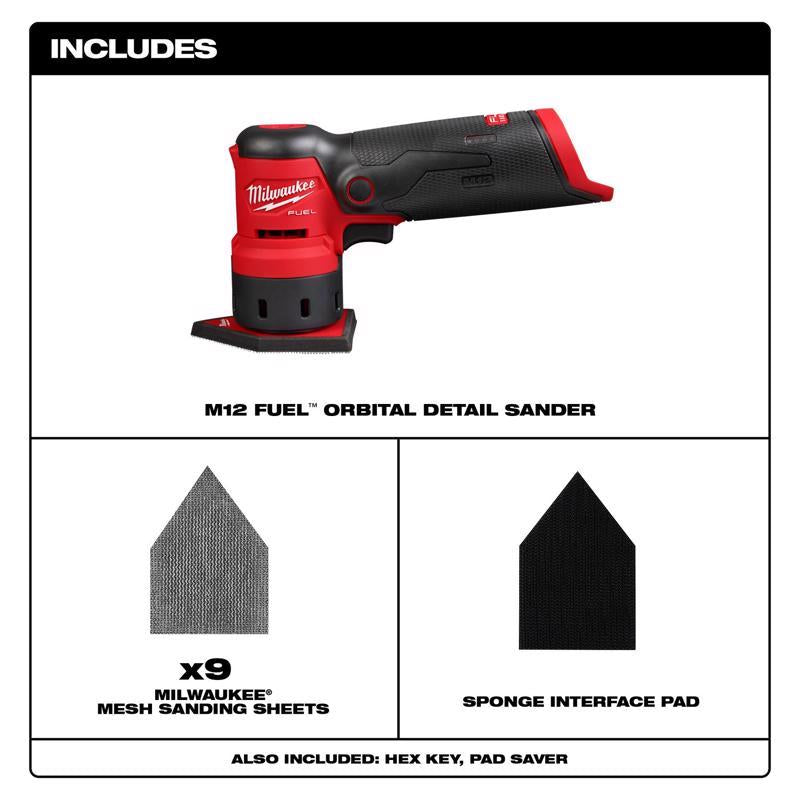 Milwaukee M12 FUEL Cordless Orbital Sander Tool Only